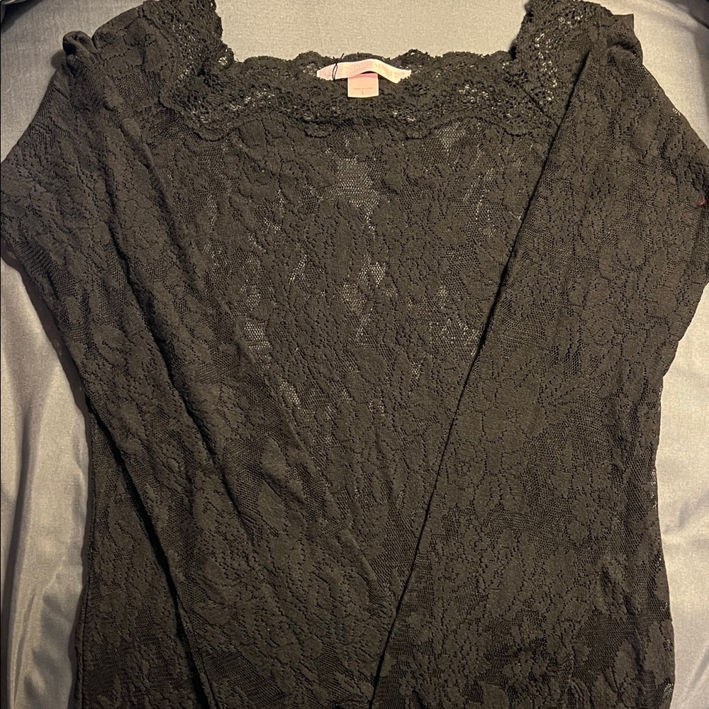 Victoria's Secret Black Lace Long Sleeve Top